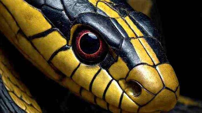 yellow snake with black strip