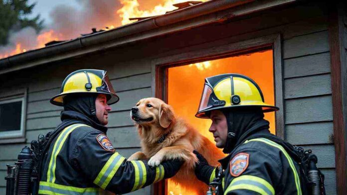 dog rescued from fire